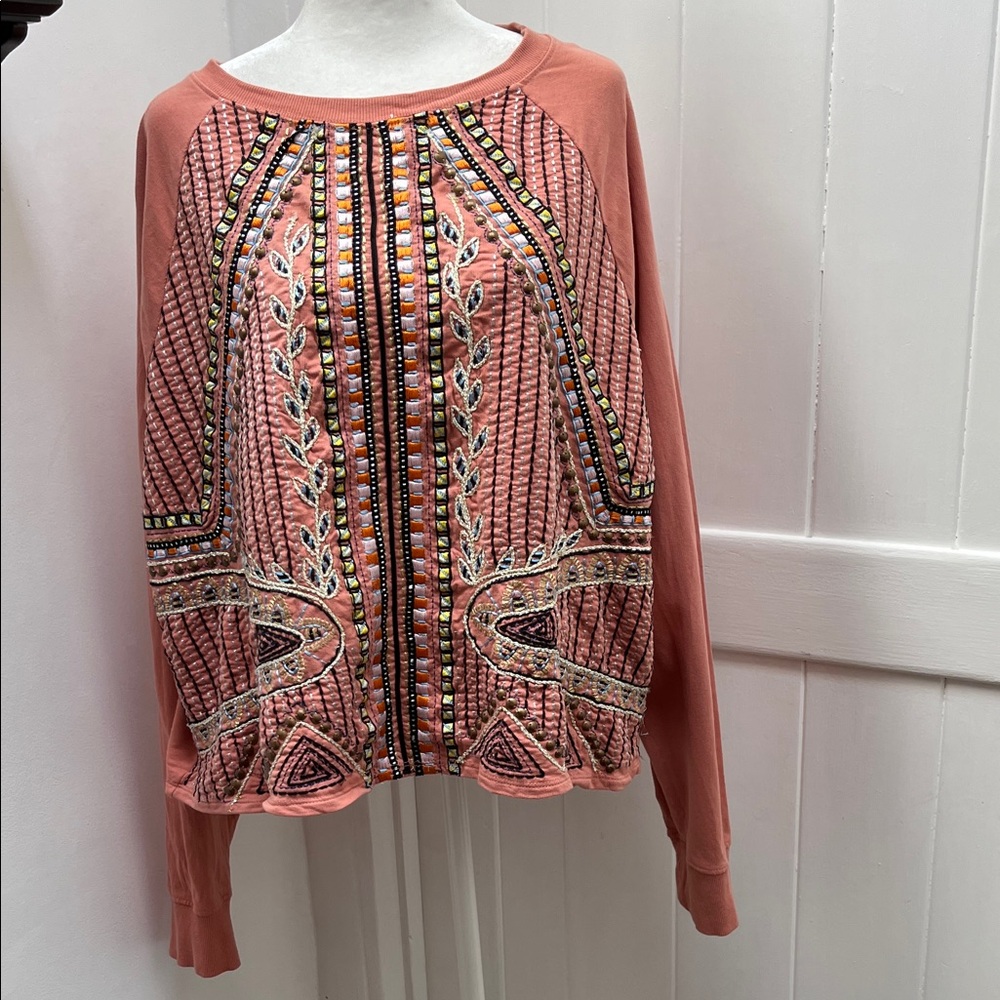 Anthropologie Akemi + Kim Embellished Sweatshirt Size XL